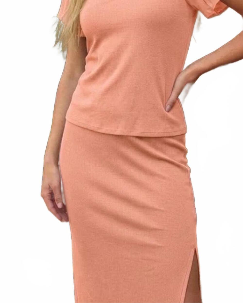 NEW MAVEN WEST knit slit skirt in peach